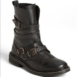 Topshop Leather Strap Moto Boots
